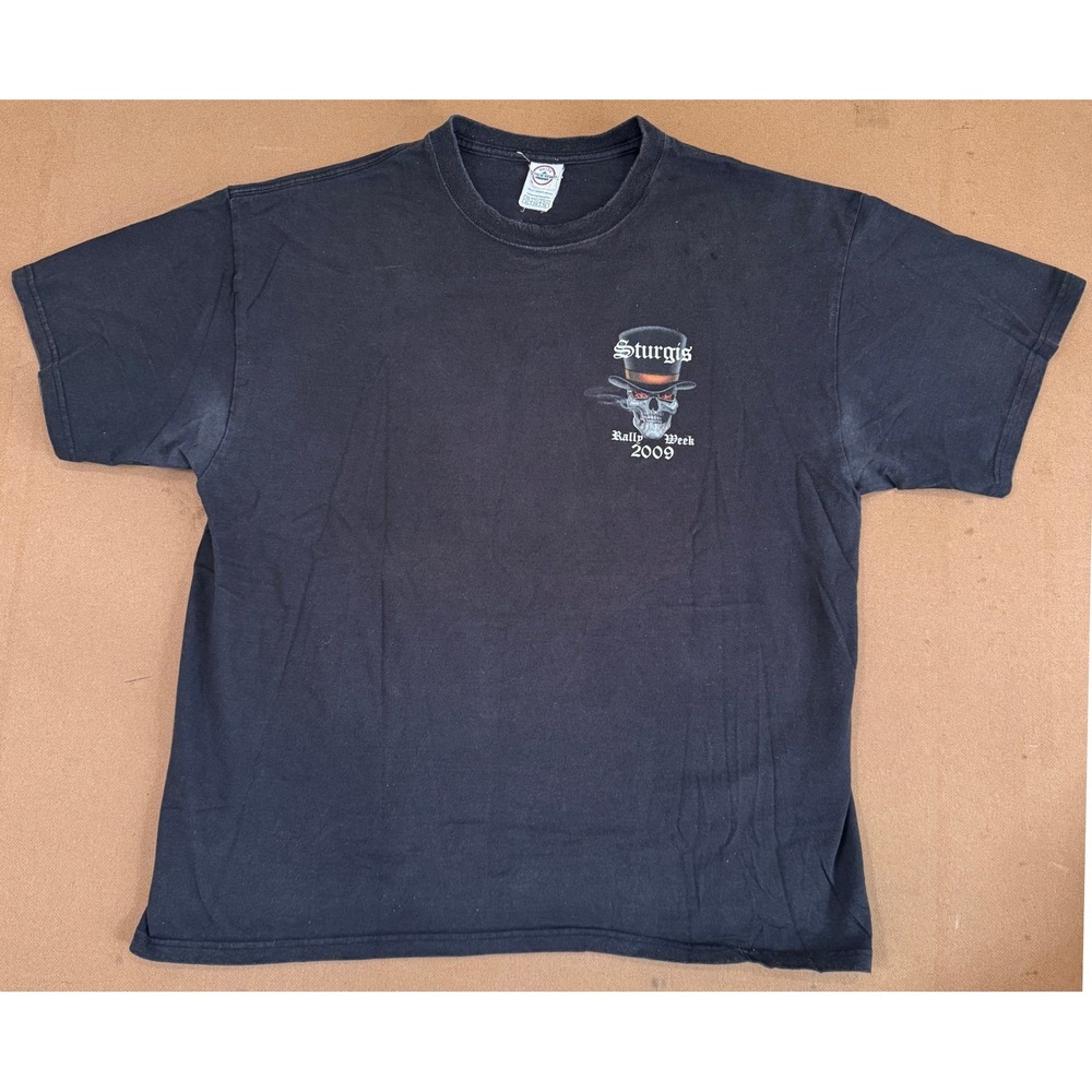 Delta Sturgis Rally Week 2009 T-Shirt Black XL Skull Top Hat 69th Anniversary